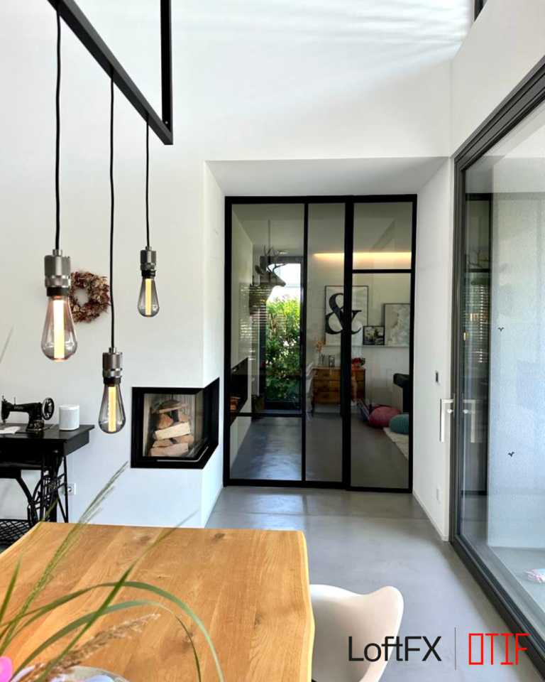 Loft Drehtür mit FIX-Element in Grau-Glas – Designvilla Dormagen