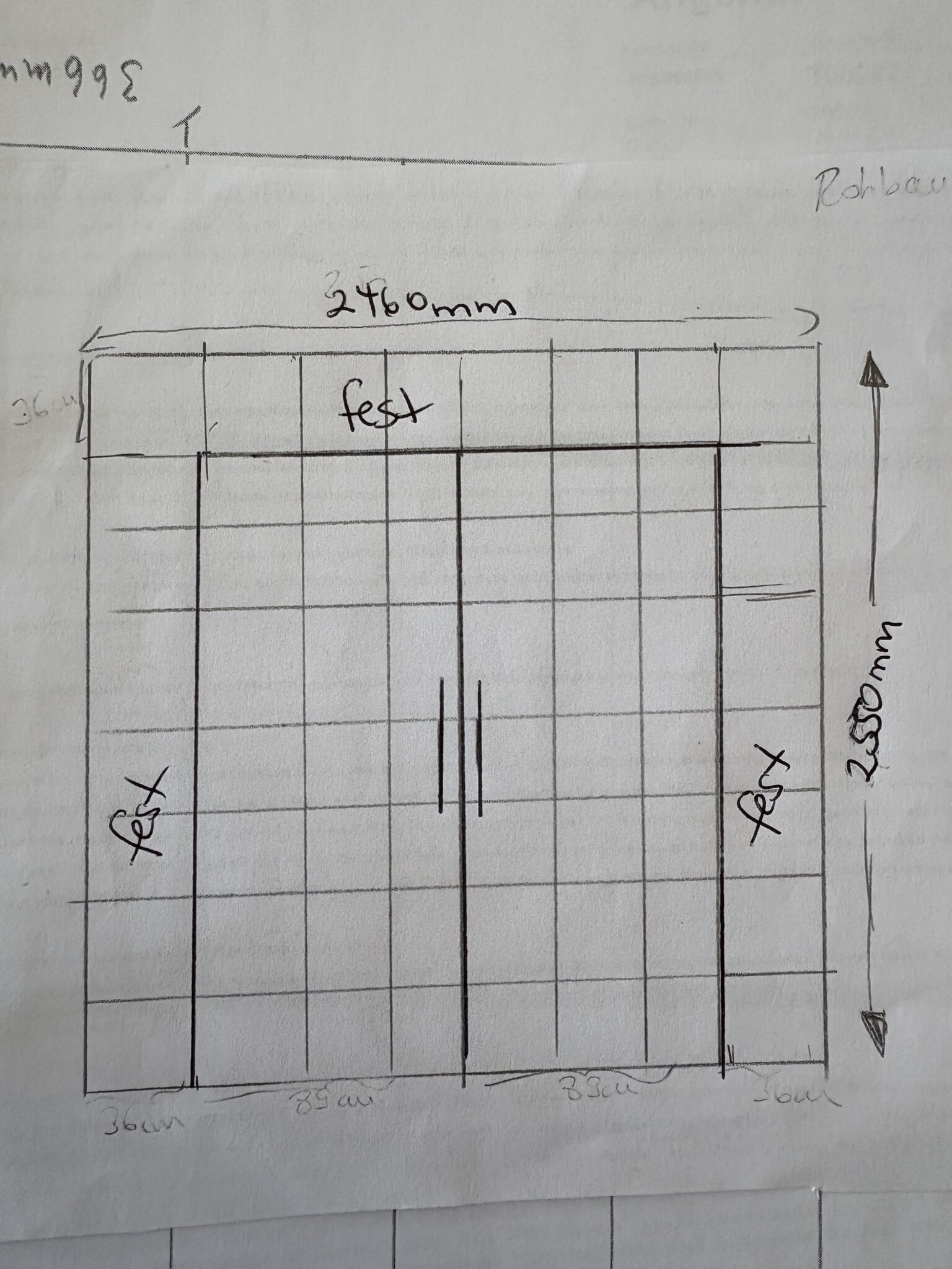 Unvollständiges Aufmaßprotokoll bei der Planung einer Lofttür