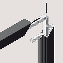 Aluminiumprofil Verbindung – verschraubtes Eckdetail einer Lofttür