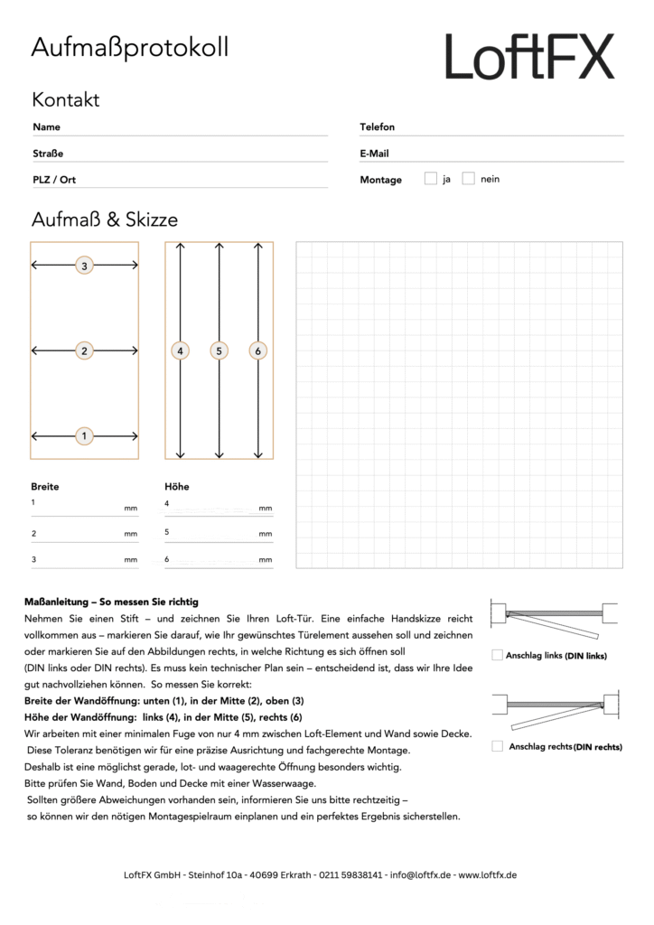 Aufmaßprotokol loftfx - einafch messen