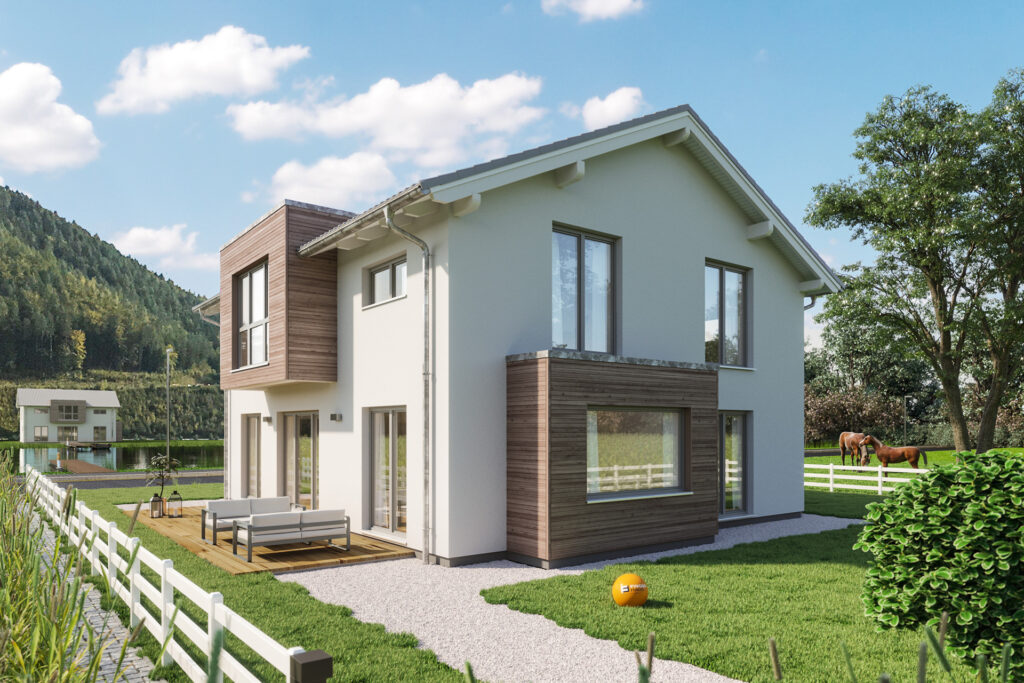 FingerHaus mit geplanter Lofttür aus Stahl und Glas